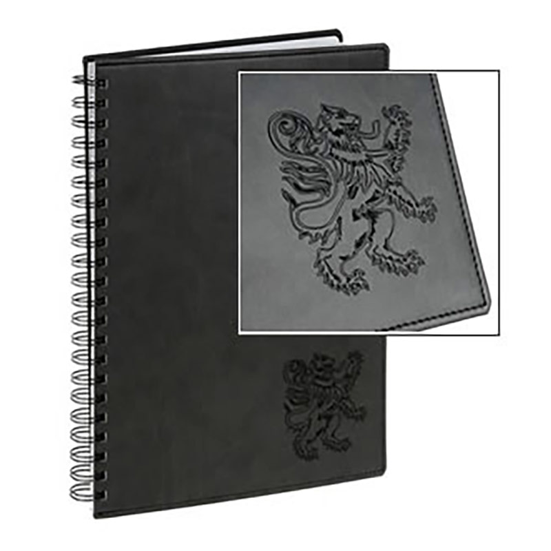 Leather spiral bound notebook with engraved logo