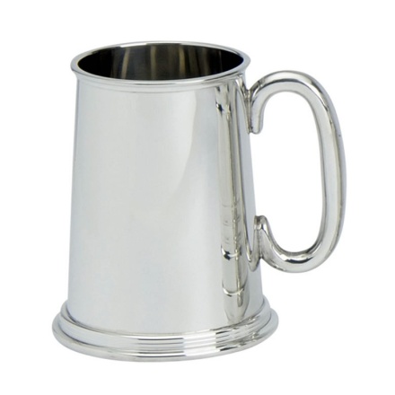 One Pint Pewter Tankard with C Shape Handle