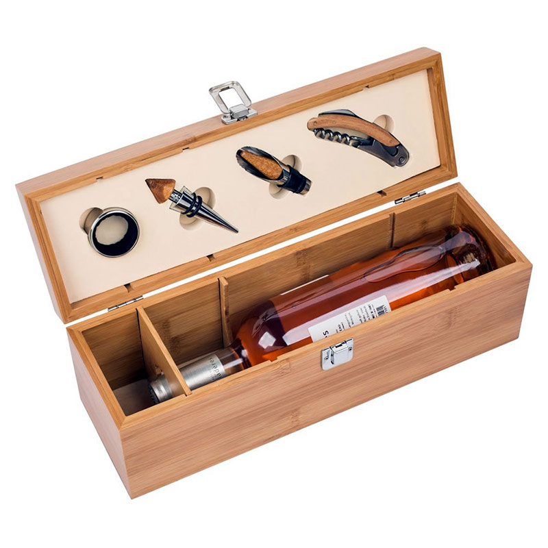 Wine Set in Bamboo Wood Wine Bottle Gift Box - Business Gifts Supplier