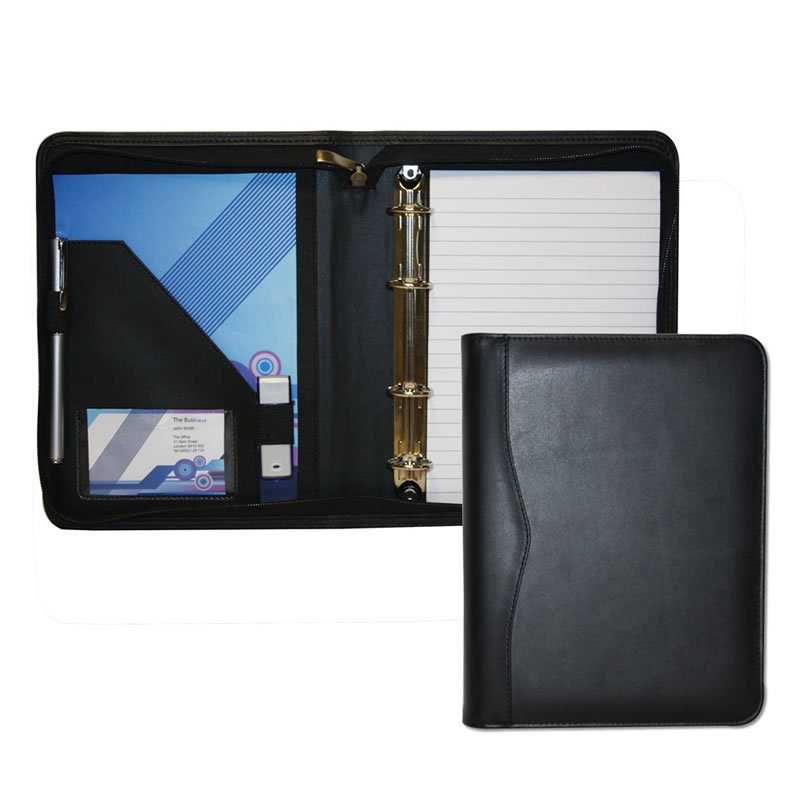 Buy Leather Black Portfolio Folder Koloman Handler Writing Folder With  Zipper and Ring Binder Organization Storage Folder Binder Folder Online in  India - Etsy